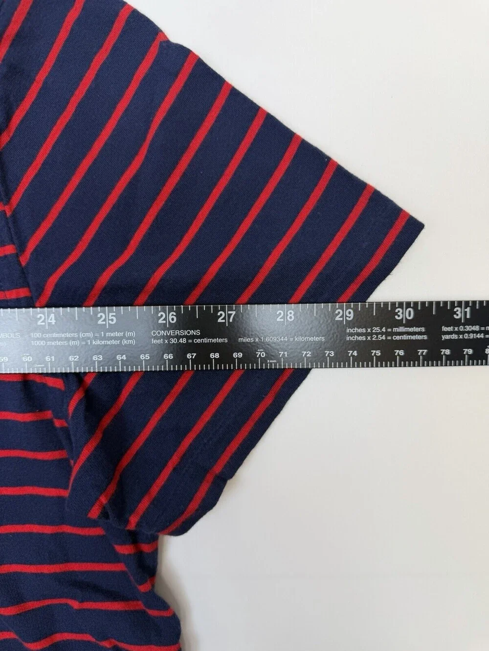 Ralph Lauren Polo Shirt Large Navy Blue Red Striped Pony Casual Pocket Mens
